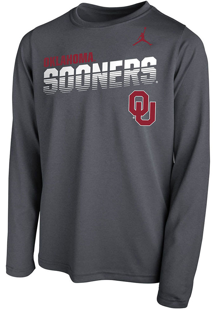 Nike Oklahoma Sooners Youth Charcoal Streak Wordmark JM Long Sleeve T-Shirt