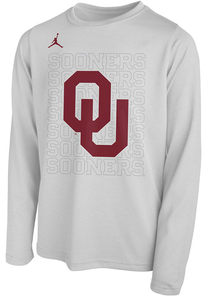 Nike Oklahoma Sooners Youth White Primary Logo JM Long Sleeve T-Shirt