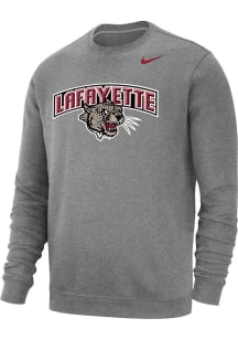 Nike Lafayette College Mens Grey Club Fleece Long Sleeve Crew Sweatshirt