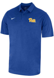 Nike Pitt Panthers Mens Blue Heather Logo Short Sleeve Polo