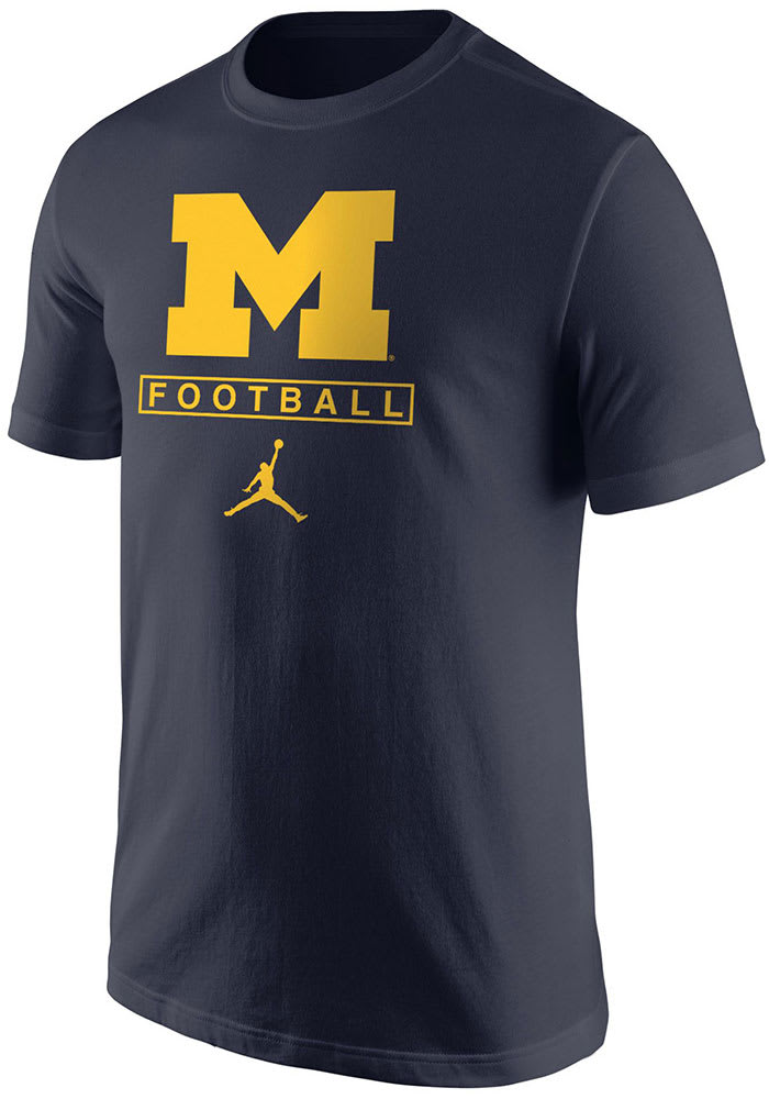 Nike Michigan Wolverines Navy Blue Jordan Football Short Sleeve T Shirt