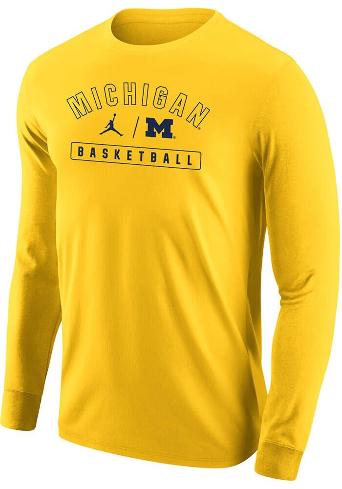 Nike Michigan Wolverines Jordan Football Long Sleeve T Shirt YELLOW