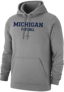 Nike Michigan Wolverines Mens Grey Jordan Football Long Sleeve Hoodie