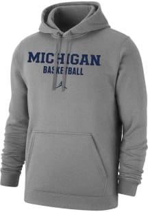 Nike Michigan Wolverines Mens Grey Jordan Basketball Long Sleeve Hoodie