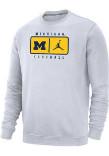 Mens Michigan Wolverines White Nike Jordan Football Crew Sweatshirt