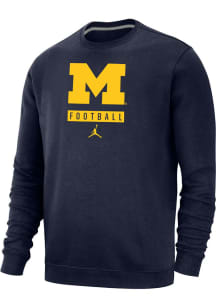 Mens Michigan Wolverines Navy Blue Nike Jordan Football Crew Sweatshirt