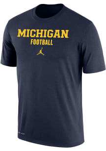 Nike Michigan Wolverines Navy Blue Drifit Jordan Football Short Sleeve T Shirt
