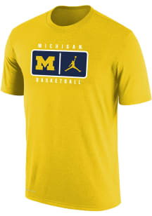 Nike Michigan Wolverines Yellow Drifit Jordan Basketball Short Sleeve T Shirt