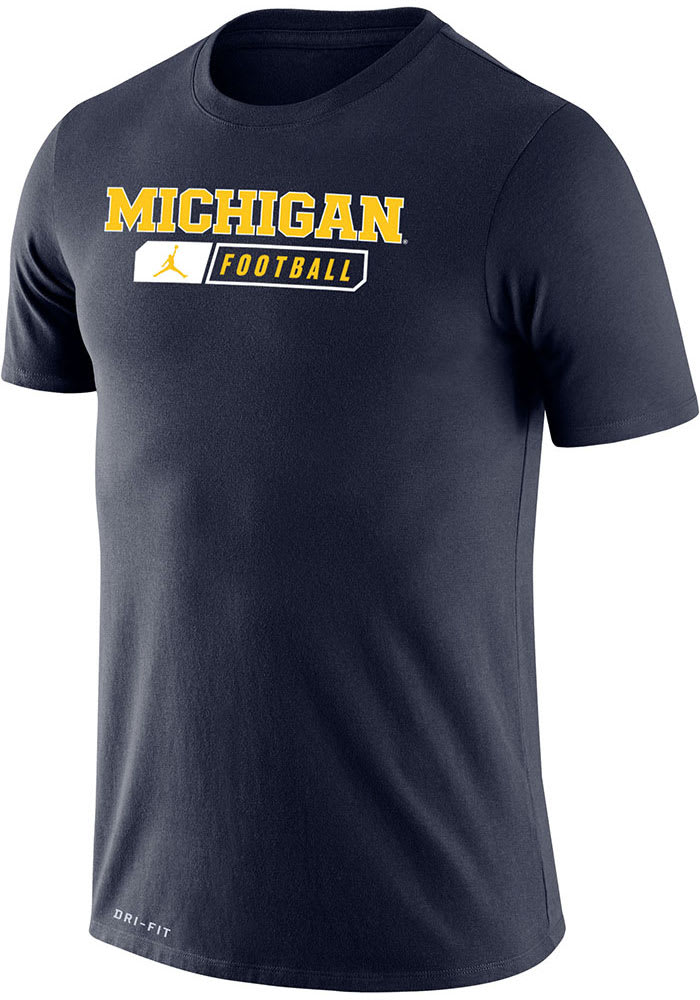 Nike Michigan Wolverines Navy Blue Drifit JordanFootball Short Sleeve T Shirt