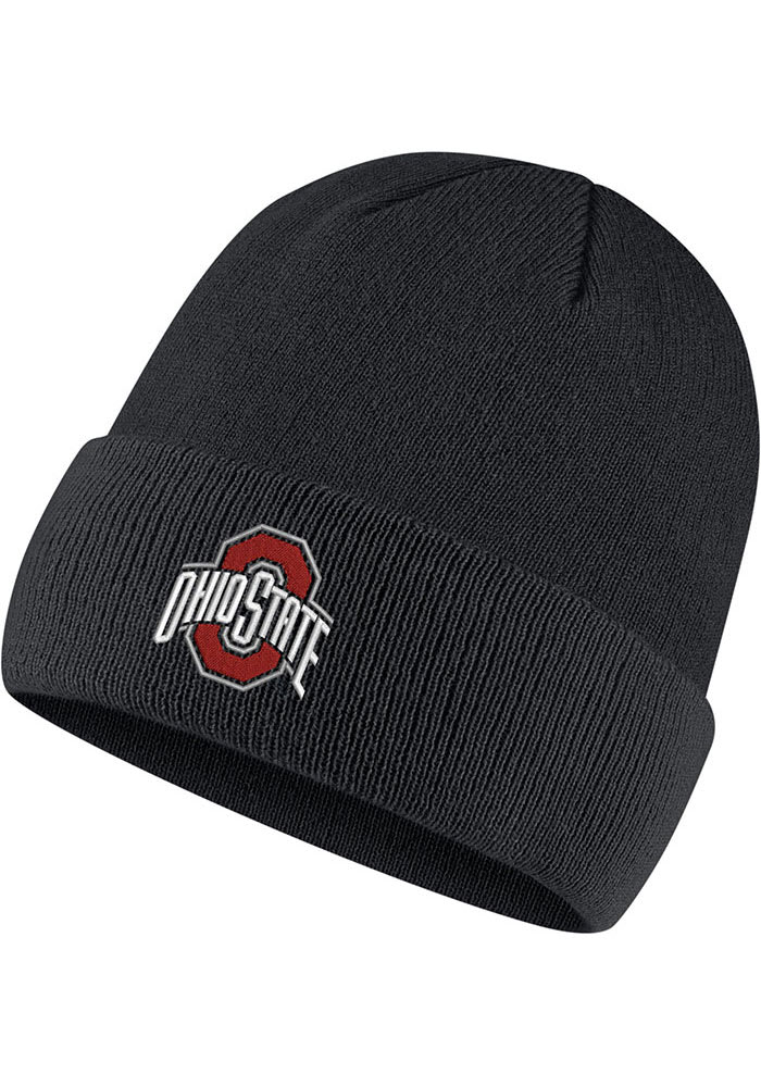 Ohio State Buckeyes Nike BLACK Logo Cuffed Mens Knit Hat - 19863957
