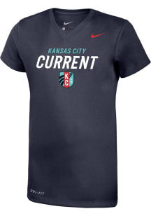 Nike KC Current Girls Navy Blue Wordmark Shield Short Sleeve T-Shirt