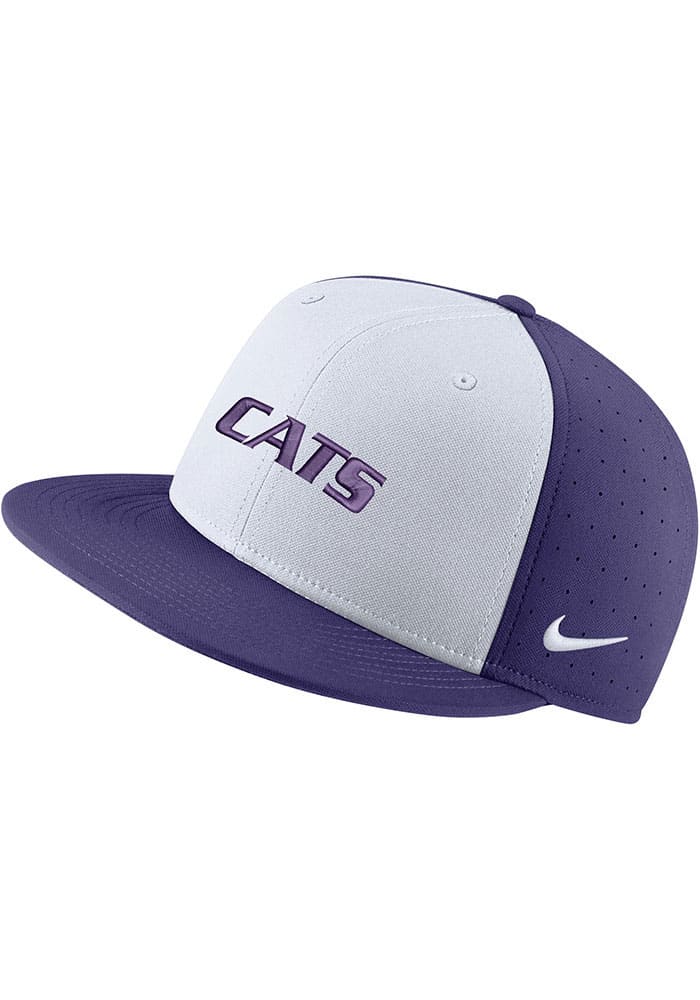 Nike K-State Wildcats Mens White Aero True On-Field Baseball Fitted Hat