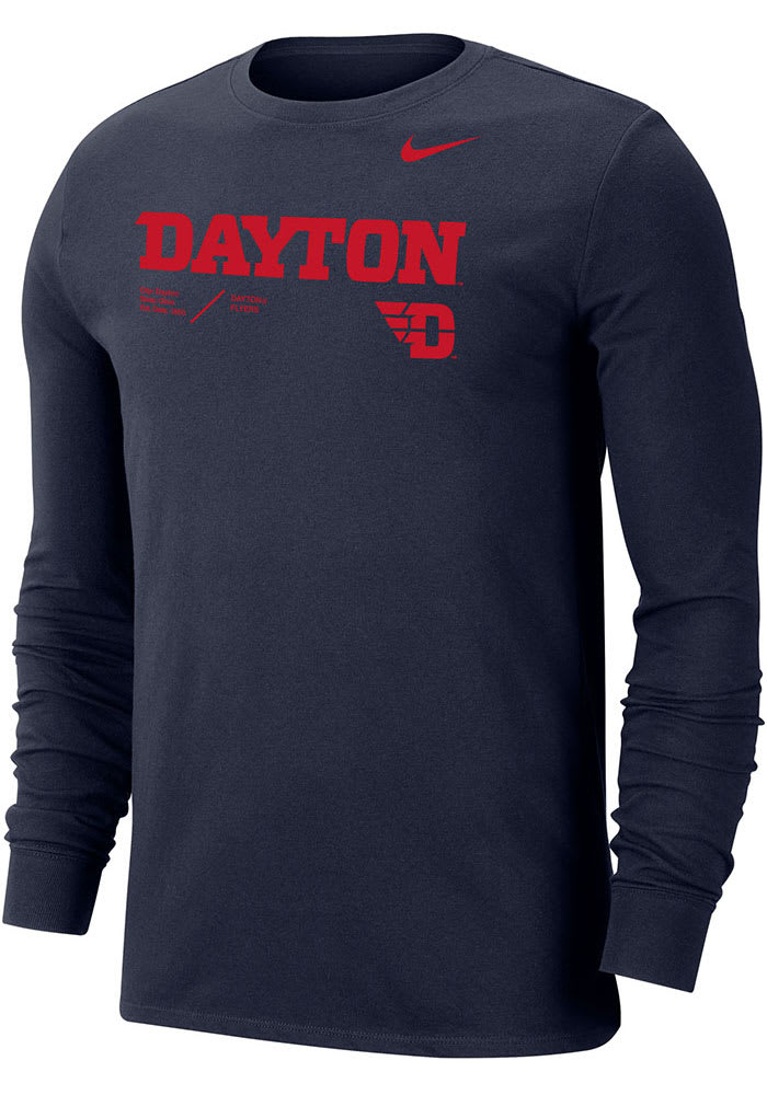 Nike Dayton Flyers DriFIT Team Issue Long Sleeve T Shirt NAVY
