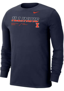 Nike Illinois Fighting Illini Navy Blue DriFIT Team Issue Long Sleeve T Shirt