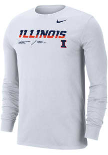 Nike Illinois Fighting Illini White DriFIT Team Issue Long Sleeve T Shirt