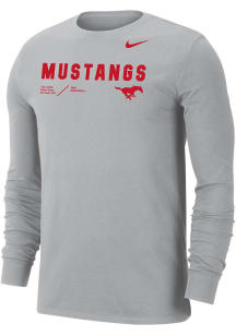 Nike SMU Mustangs Grey DriFIT Team Issue Long Sleeve T Shirt