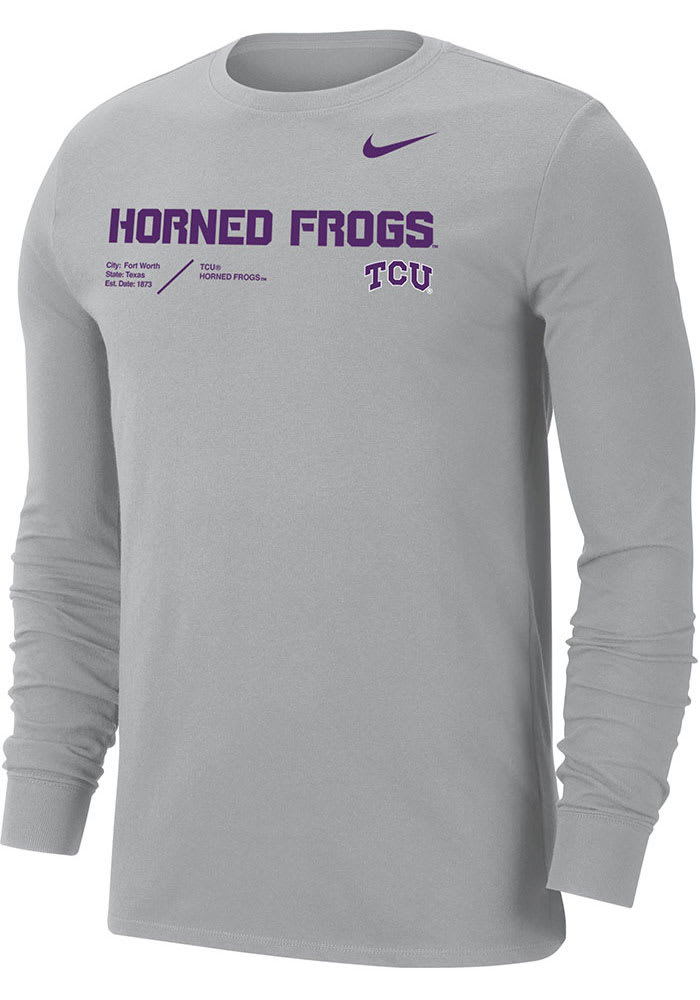 Nike TCU Horned Frogs DriFIT Team Issue Long Sleeve T Shirt GREY