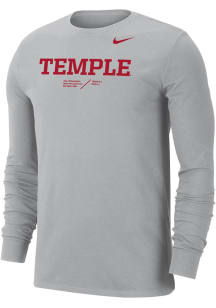 Nike Temple Owls Grey DriFIT Team Issue Long Sleeve T Shirt