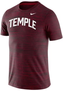 Nike Temple Owls Crimson Velocity Team Issue Short Sleeve T Shirt