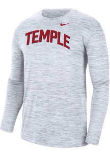 Nike Temple Owls White Velocity Team Issue Long Sleeve T-Shirt