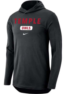 Nike Temple Owls Mens Black DriFIT Cotton Tee Long Sleeve Hoodie
