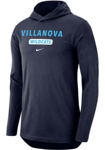 Nike Villanova Wildcats Mens Navy Blue DriFIT Cotton Tee Long Sleeve Hoodie