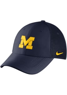 Nike Michigan Wolverines Mens Navy Blue Dry L91 Mesh Swoosh Flex Hat