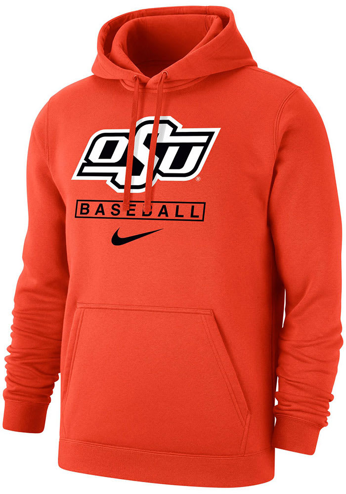 Nike Oklahoma State Cowboys Orange Club Fleece Baseball Long Sleeve Hoodie, Orange, 81% COTTON/ 19% POLYESTER, Size S, Rally House