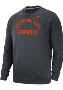 Nike Oklahoma State Cowboys Mens Grey Club Fleece Arch Name Long Sleeve Crew Sweatshirt