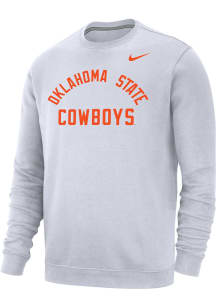 Nike Oklahoma State Cowboys Mens White Club Fleece Arch Name Long Sleeve Crew Sweatshirt