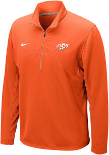 Nike Oklahoma State Cowboys Mens Orange DriFIT Training Team Logo Long Sleeve 1/4 Zip Pullover