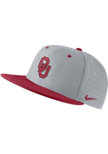 Nike Oklahoma Sooners Mens Grey Aero True On-Field Baseball Fitted Hat