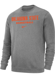 Nike Oklahoma State Cowboys Mens Grey Club Fleece Basketball Long Sleeve Crew Sweatshirt