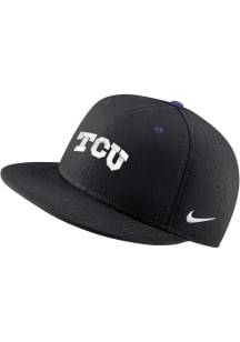 Nike TCU Horned Frogs Mens Black Aero True On-Field Baseball Fitted Hat