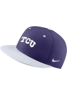 Nike TCU Horned Frogs Mens Purple Aero True On-Field Baseball Fitted Hat