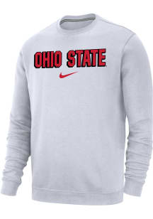 Mens Ohio State Buckeyes White Nike Flat Name Crew Sweatshirt