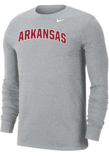 Nike Arkansas Razorbacks Grey Arch Name Long Sleeve T Shirt