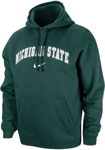 Nike Michigan State Spartans Mens Green Arched School Name Long Sleeve Hoodie