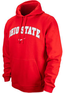 Nike Ohio State Buckeyes Mens Red Arched School Name Long Sleeve Hoodie