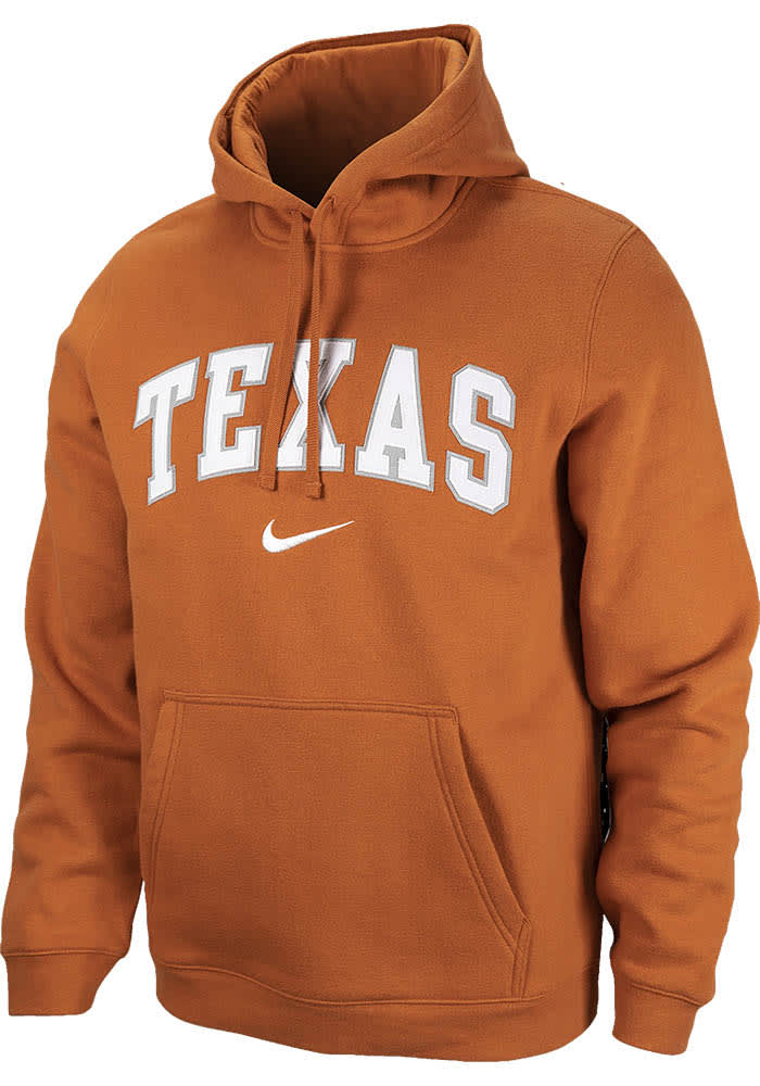 Nike Texas Longhorns Mens Burnt Orange Arched School Name Long Sleeve Hoodie