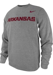 Nike Arkansas Razorbacks Mens Black School Wordmark Long Sleeve Crew Sweatshirt