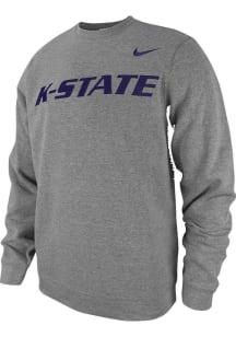 Nike K-State Wildcats Mens Black School Wordmark Long Sleeve Crew Sweatshirt