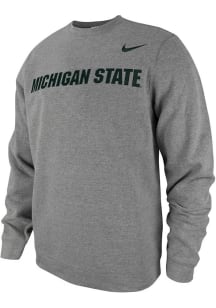 Nike Michigan State Spartans Mens Black School Wordmark Long Sleeve Crew Sweatshirt