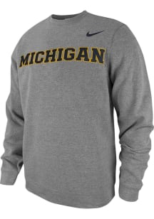 Nike Michigan Wolverines Mens Black School Wordmark Long Sleeve Crew Sweatshirt