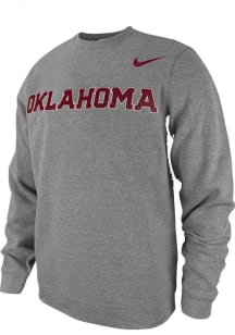 Nike Oklahoma Sooners Mens Black School Wordmark Long Sleeve Crew Sweatshirt