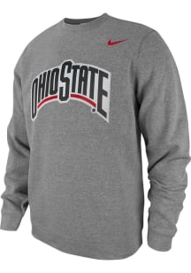Nike Ohio State Buckeyes Mens Black School Wordmark Long Sleeve Crew Sweatshirt