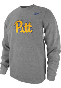 Nike Pitt Panthers Mens Black School Wordmark Long Sleeve Crew Sweatshirt