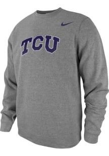 Nike TCU Horned Frogs Mens Black School Wordmark Long Sleeve Crew Sweatshirt