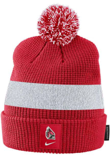 Nike Ball State Cardinals Red Sideline Pom Beanie Mens Knit Hat