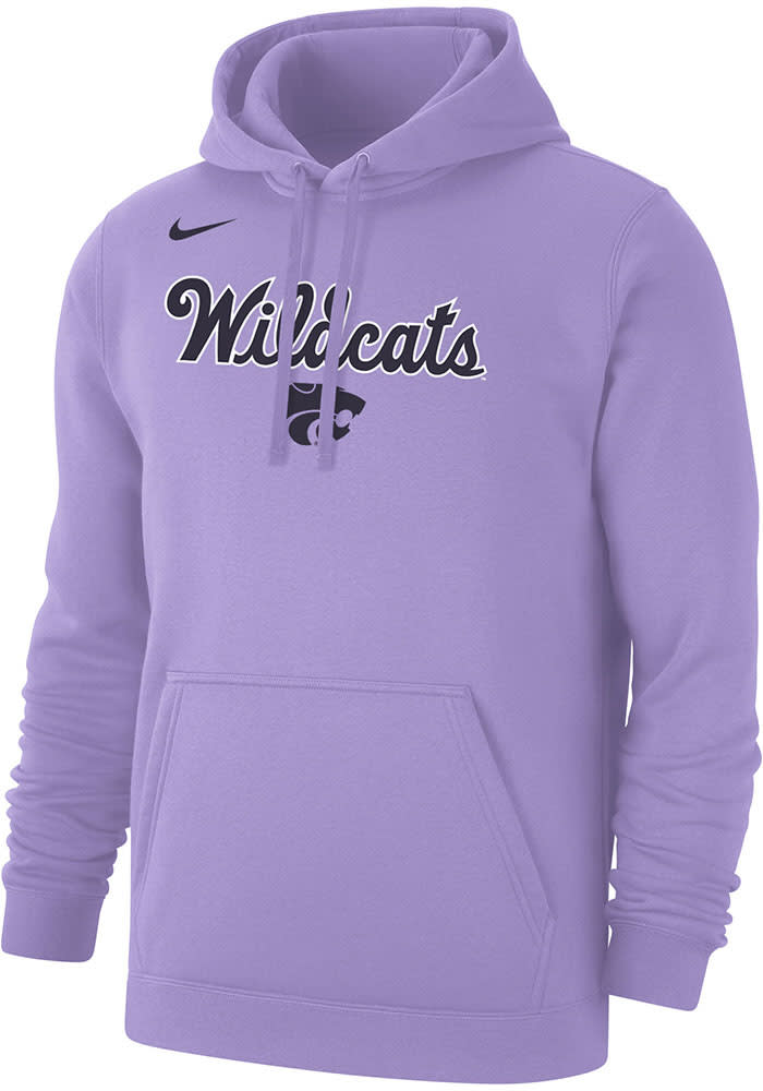 Nike K-State Wildcats Mens Lavender Script Powercat Club Fleece Long Sleeve Hoodie